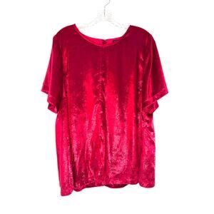 Lane Bryant Blouse Plus Short Sleeve Red Holiday‎ Party Christmas Party Size 18